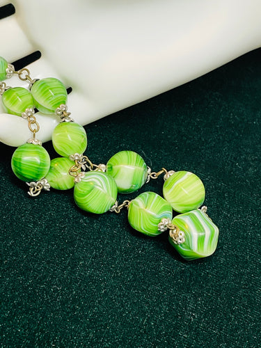 1960’s Green Czech Glass Beaded Necklace